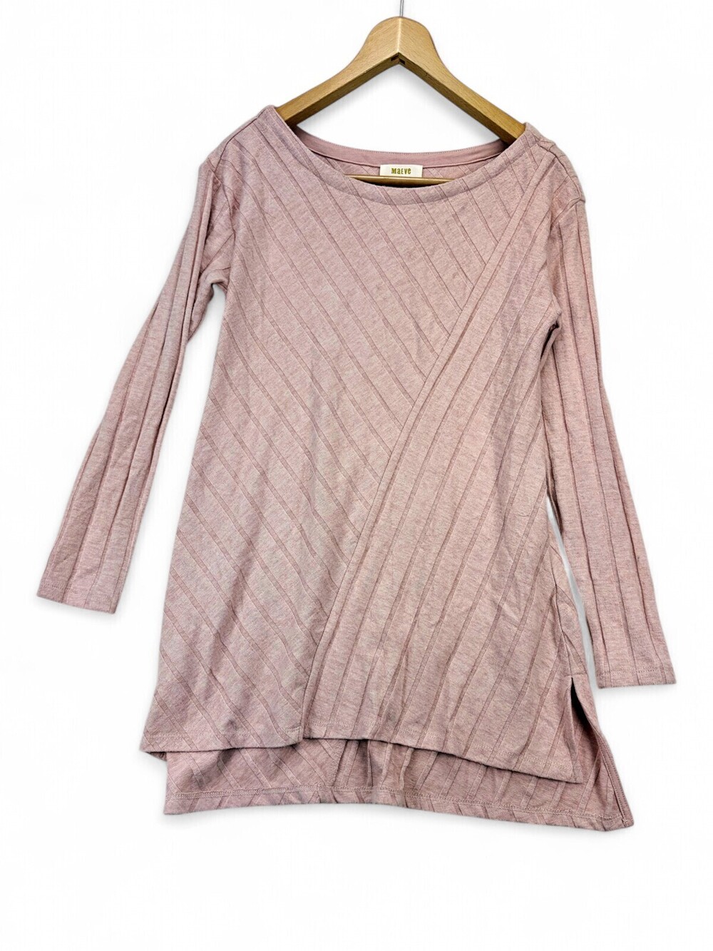 Maeve (Anthropologie) Pink Ribbed Tunic Sweater S Boatneck
